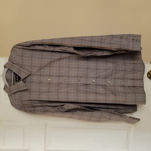 Eddie Bauer Men's XXL Tall Hound's-tooth Plaid Button Down Dress Shirt NWOT